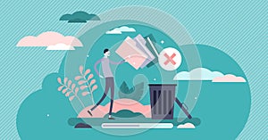 Delete concept, flat tiny person vector illustration