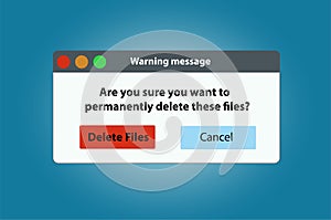 Delete files dialog window