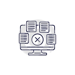 Delete files, documents line icon