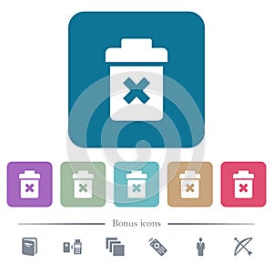 Delete flat icons on color rounded square backgrounds photo