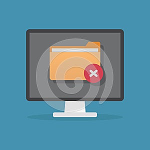 Delete folder files flat design vector illustration