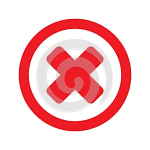 Delete icon, close symbol vector, no sign, cancel symbol, wrong and reject illustration