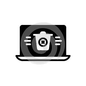 Black solid icon for Delete, remove and laptop