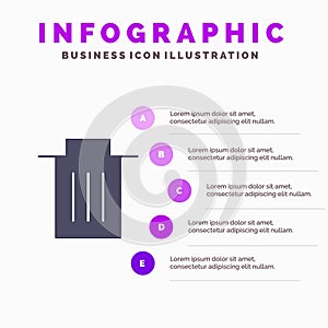 Delete, Interface, Trash, User Solid Icon Infographics 5 Steps Presentation Background