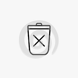 Delete line icon design. Garbage mark vector illustration.