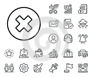 Delete line icon. Remove sign. Salaryman, gender equality and alert bell. Vector