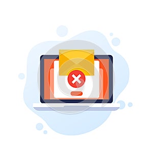 Delete mail message, email vector icon