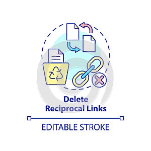 Delete reciprocal links concept icon