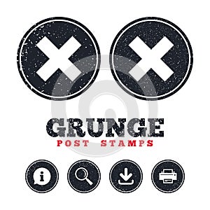 Delete sign icon. Remove button.