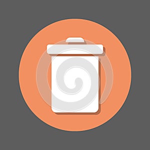 Delete, trash can, recycling bin flat icon. Round colorful button, circular vector sign with shadow effect. Flat style design.