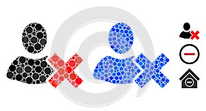 Delete User Mosaic Icon of Circle Dots