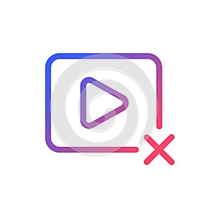 Delete video pixel perfect gradient linear ui icon