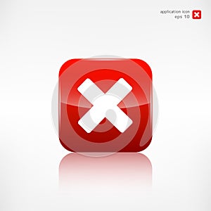Delete web icon. Close symbol. Application button.