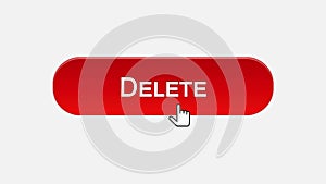 Delete web interface button clicked with mouse cursor, different color choice