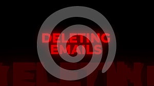 Deleting Emails Red Warning Error Alert Computer Virus alert Hacking Message With Glitch and Noise.