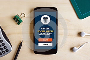 Deleting social media concept on smartphone screen