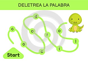 Magia una. laberinto. ortografía una juega plantilla. aprender sobre el leer una cocodrilo. actividad página 