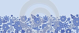 Delft blue Dutch flowers horizontal seamless