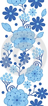 Delft blue Holland flowers vertical seamless