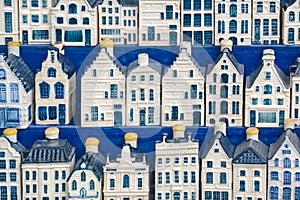 Delft blue miniature Amsterdam canal houses