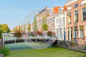 Delft. The picturesque city canal.