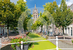 Delft. The picturesque city canal.