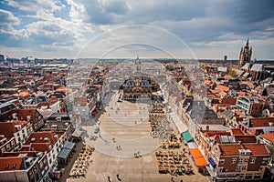 DELFT SKYLINE MARKET SQUARE CITY HALL VIEW FROM ABOVE