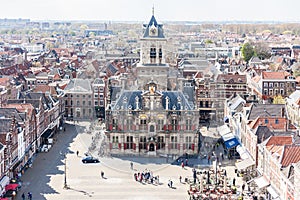 DELFT SKYLINE MARKET SQUARE CITY HALL VIEW FROM ABOVE