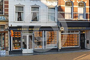 Dutch Cheese makers shop in the market square, Delft, South Holland Netherlands