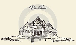 Delhi Akshardham Temple illustration drawn sketch