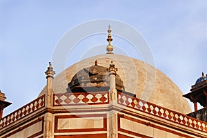 Delhi Humayun\'s tomb of Mughal Emperor Humayun designed by Persian architect Mirak Mirza Ghiyas in New Delhi,