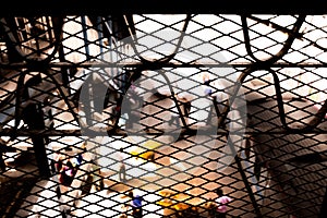 Delhi / India / April 04, 2017: wrought iron pattern in the train station