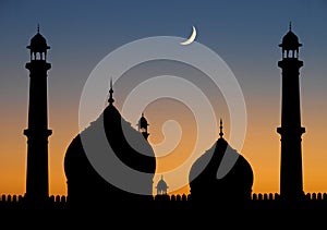 Delhi Mosque twilight photo