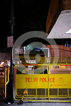 Delhi Police traffic checkpoint in New Delhi, India