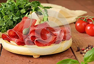 deli meat smoked meat bresaola photo