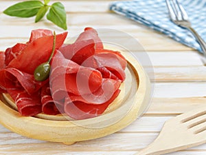 deli meat smoked meat bresaola photo