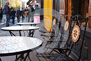 Deli with outside chairs and tables on Bermondsey Street, Bermondsey, Southwark, London UK. photo