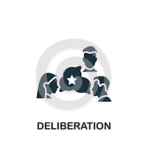 Deliberation icon. Monochrome simple sign from speech collection. Deliberation icon for logo, templates, web design and photo