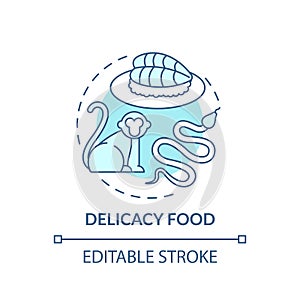 Delicacy food turquoise concept icon