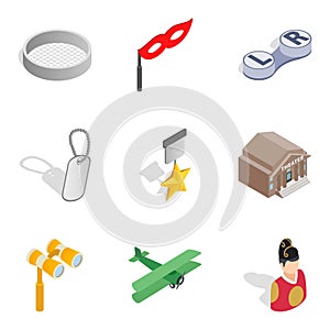 Delicacy icons set, isometric style