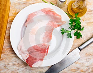 Delicacy raw pork secreto fillet (Secreto de cerdo), special butcher cut photo