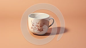 Delicate 3d Mug On Beige Surface: Nostalgic Romanticism In Swiss Style