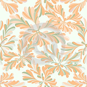 Delicate abstract flowers seamless pattern on a white background