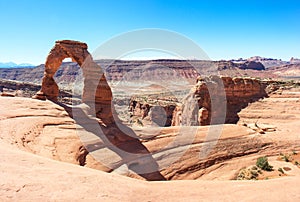 Delicate Arch in Arches National Park Utah America. Remarkable Landmark.