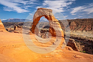 Delicate Arch rock formation in Arches National Park, Utah, USA