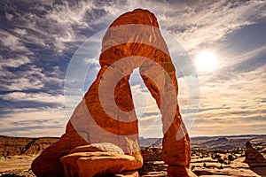 Delicate Arch rock formation in Arches National Park, Utah, USA