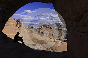 Delicate Arch seeing through Frame Arch, Arches National Park