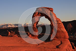 Delicate arch at sunset