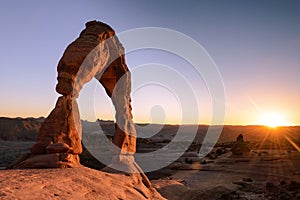 Delicate arch at sunset moment