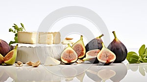 A delicate arrangement of figs and cheese, a balance of sweet and savory.